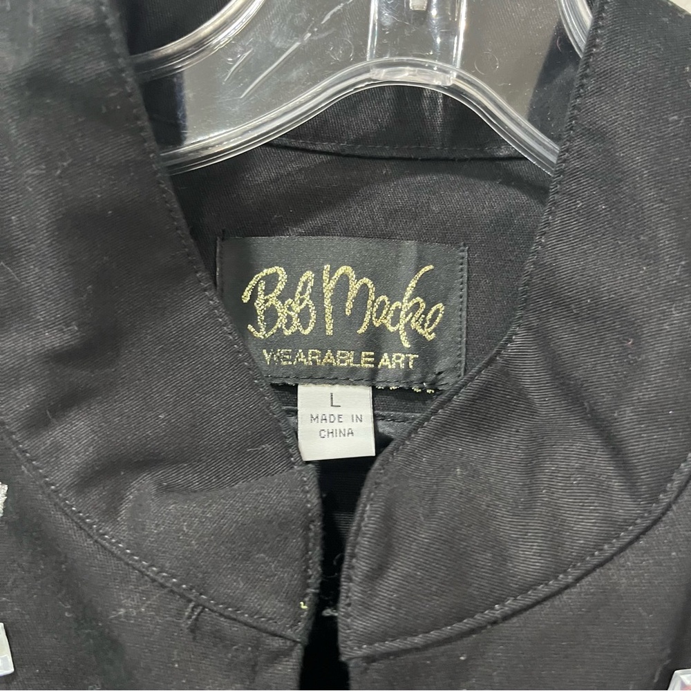Vintage Bob Mackie Womens Jacket Size Large Black Rhinestones Zip Front Full Zip - Picture 4 of 6